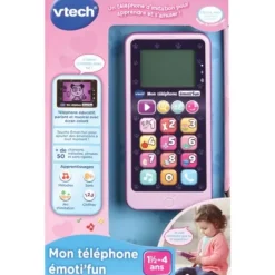 VTech Ordinateurs Et Jeux Interactifs|Telephone Educatif Emoti'Fun Rose