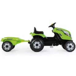 Smoby Tracteur Farmer Xl + Remorque - Capot Ouvrable - Vert- Tracteurs À Pédales