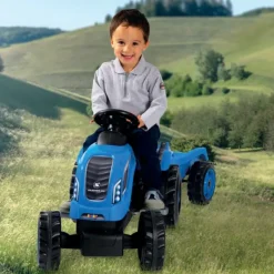 Smoby Tracteur Farmer Xl Bleu + Remorque- Tracteurs À Pédales