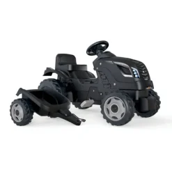 Smoby Tracteur Farmer Xl Noir + Remorque- Tracteurs À Pédales