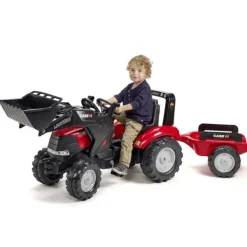 Falk Tractopelle A Pedales Case Ih Puma 240 Cvx Avec Remorque- Tracteurs À Pédales