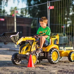 Falk Tractopelle A Pedales Komatsu Wb93R Avec Excavatrice Et Remorque- Tracteurs À Pédales
